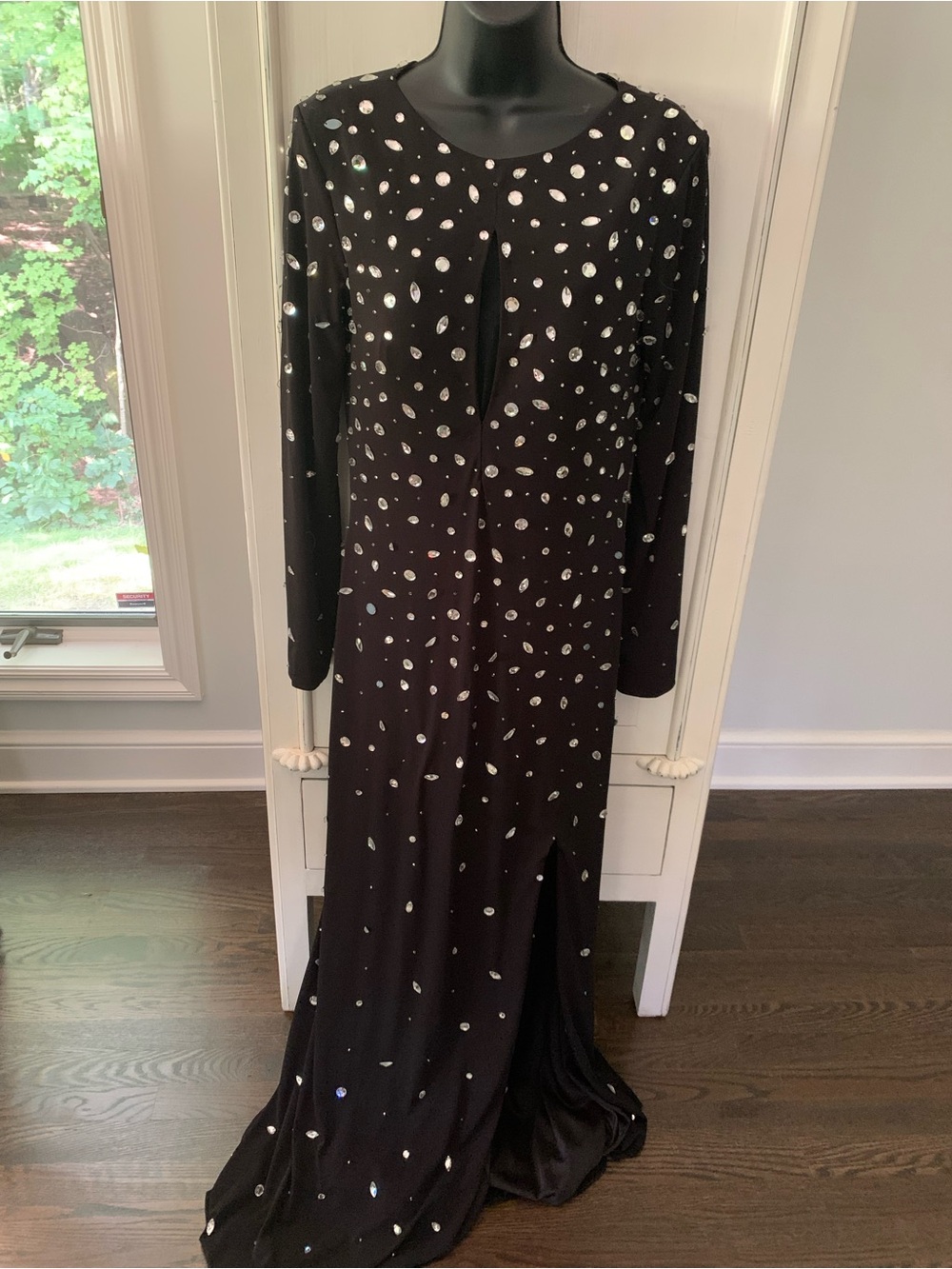 JOVANI Vintage Gown Black with Silver Sequin Accents 6